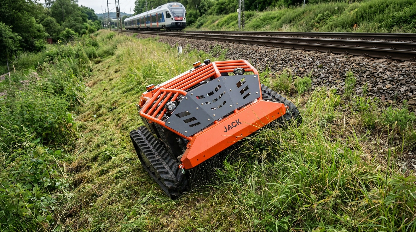 Jack Mulcher mäht neben Zug